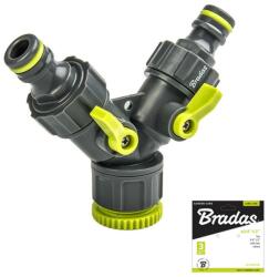 Bradas 1/2 - 3/4 двоен разклонител с бързи връзки и стоп кранчета Bradas от серия LIME LINE