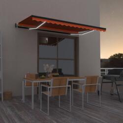 vidaXL narancssárga-barna szélérzékelős és LED-es napellenző 450x350cm (3069215) - vidaxl