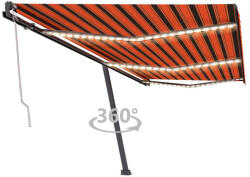 vidaXL narancssárga-barna szélérzékelős és LED-es napellenző 600x300cm (3069815) - vidaxl