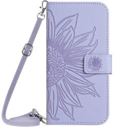 ART SUN FLOWER Husa portofel cu curea Sony Xperia 1 V violet