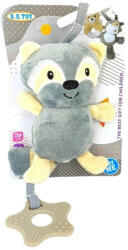 XinQing Toys Factory Plüss bébi csörgő és rágóka akasztóval 30x10 cm - mosómedve (BB4362)