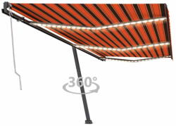 Vidaxl narancssárga-barna szélérzékelős és LED-es napellenző 600x300cm 3069815