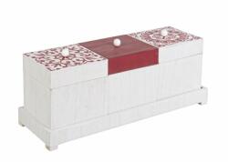 Bizzotto Set 2 cutii bijiterii lemn alb rosu Barcelona 34.5x12.5x14.5 cm (0181189)