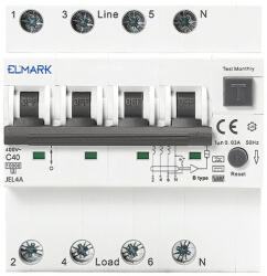ELMARK Elektronikus áramvédő kapcsoló JEL4A 6kA 4P 40A/300mA Elmark (ELM 40487A)