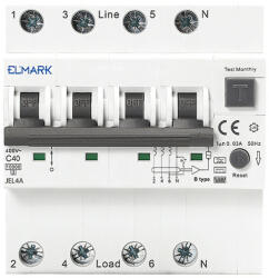 Elmark Elektronikus áramvédő kapcsoló JEL4A 6kA 4P 40A/300mA Elmark (ELM 40487A)