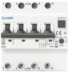 Elmark Elektronikus áramvédő kapcsoló JEL4A 6kA 4P 25A/300mA Elmark (ELM 40485A)