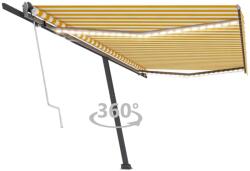 vidaXL sárga-fehér szélérzékelős és LED-es napellenző 500x300 cm (3069793) - vidaxl