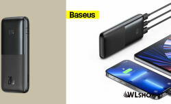 Baseus Bipow Pro 10000mAh külső akkumulátor 20W, 2xUSB, USB-C + USB-C kábel 0, 3m - Fekete