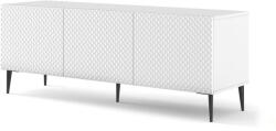 BIM Furniture TV Szekrény 150 cm. Fényes Fehér Front, Matt Fehér Test, Fekete Színű Lábakkal Ravenna C Diamond (bim_Ravenna_C__Diamond_150_WT_WT_BK_5903769729791)