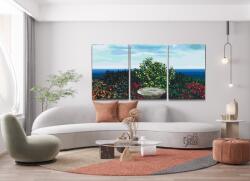  Festés számok szerint - Színes kert (3 db-os készlet) Méret: 30x40cm (3db), Keretezés: Keret nélkül (csak a vászon)