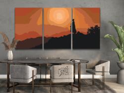  Festés számok szerint - Szerzetes naplementében (3 db-os készlet) Méret: 30x40cm (3db), Keretezés: Keret nélkül (csak a vászon)