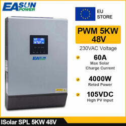  Хибриден соларен инвертор EASUN ISOLAR SPL-5kw/48v , Off Grid, 60A Mppt