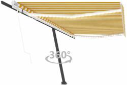Vidaxl sárga-fehér szélérzékelős és LED-es napellenző 500 x 350 cm 3069873