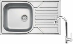 Deante Legato 1 medencés acél mosogató 76x43, 5 cm csapteleppel és csepegtetővel, szatén ZELA0113 (ZELA0113)
