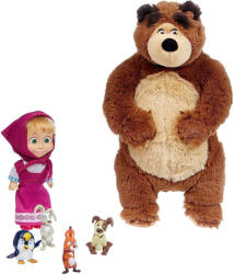 Simba Toys Set Simba Masha and the Bear Masha 12 cm cu ursulet de plus 25 cm si 4 animale (S109301073) - roua