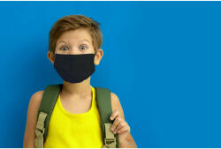 3 rétegű egészségügyi gyerek szájmaszk, gumis rögzítéssel, fekete (21891)