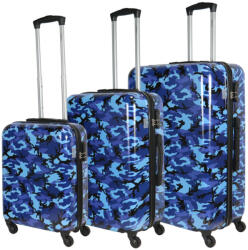 Benzi Army kék terepmintás 4 kerekű 3 részes bőrönd szett (BZ5495-szett-kek)