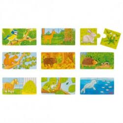Goki Set de 9 puzzleuri Cu ce se hranesc animalele? - mama Puzzle