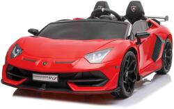 Beneo Lamborghini Aventador 12V Elektromos játékautó kétszemélyes, piros, 2, 4 GHz-es távirányító, USB / SD bemenet, felfüggesztés, felfelé nyíló ajtó, puha EVA kerekek, 2 X MOTOR, Eredeti licenc