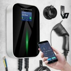 Besen E-autó töltő LCD WiFi Bluetooth APP 6m-kábel 3-fázis 1x 22kW fali 1xT2 IP66 Wallbox Smart BESEN (BS20-BC-22kW-APP-S)