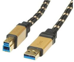Roline Gold USB 3.0 SuperSpeed USB 3.0 A(M) to USB 3.0 B(M), 3m, fekete - arany (11028903)