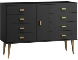 Komforttéka Lara fenyő komód 1 ajtós 8 fiókos 117 Fekete