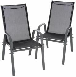Garthen Set de 2 scaune de grădină stivuibile - negru (ZGC34433_SL02)