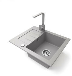 Gránit mosogatótálca NERO Monza + Design csaptelep (szürke)