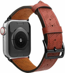 Curea piele Leather Strap compatibila cu Apple Watch 4/5/6/7/8/SE 38/40/41mm Rosu (9145576276273)