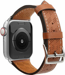 Curea piele Leather Strap compatibila cu Apple Watch 4/5/6/7/8/SE 38/40/41mm Maro (9145576276259)