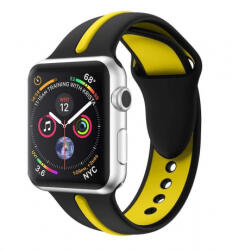 BSTRAP Silicone Line szíj Apple Watch 38/40/41mm, Black Yellow (SAP006C05)