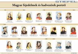 Stiefel Magyar fejedelmek és hadvezérek portréi (egyszerű időszalaggal), iskolai történelmi oktatótabló (63188-S)