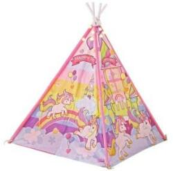 LeanToys Cort indian de joaca pentru fetite, roz cu unicorni, 10514 - bekid