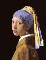 Figured Art Set pictura pe numere, cu sasiu, Fata cu cercel de perla - Vermeer, 40x50 cm (PN1150-Y)