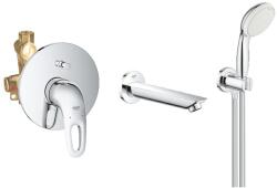 GROHE Baterie de cada Grohe Eurostyle 33637003, 1/2'', incastrat, diverter, 170 mm, 1.5 m, 2 pulverizari, anti-calcar, crom (13255001+33637003+26406001)