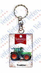 Veterán traktoros kulcstartó - Traktor zöld (429580)