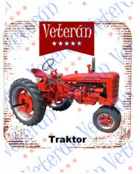 Veterán traktoros poháralátét - Piros traktor (205918)