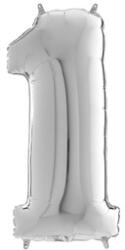  Héliumos fólia lufi, 1-es szám, 65 cm, ezüst (26091S-P)