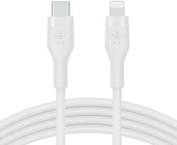 Belkin Cablu de incarcare Belkin, Boost Charge Flex, Silicon, USB-C la Lightning, 1M, Alb (CAA009bt1MWH)