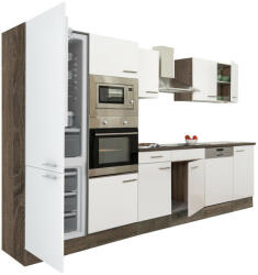Leziter Yorki 340 konyhabútor yorki tölgy korpusz, selyemfényű fehér fronttal alulfagyasztós hűtős szekrénnyel (L340YFH-AF) - homelux