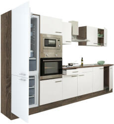 Leziter Yorki 330 konyhabútor yorki tölgy korpusz, selyemfényű fehér fronttal alulfagyasztós hűtős szekrénnyel (L330YFH-AF) - homelux