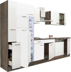 Leziter Yorki 310 konyhabútor yorki tölgy korpusz, selyemfényű fehér fronttal felülfagyasztós hűtős szekrénnyel (L310YFH-FF) - homelux