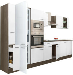 Leziter Yorki 360 konyhabútor yorki tölgy korpusz, selyemfényű fehér fronttal alulfagyasztós hűtős szekrénnyel (L360YFH-AF) - homelux