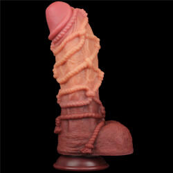 Lovetoy Dual Layered Platinum Silicone Cock with Rope Curved 10.5 Dildo