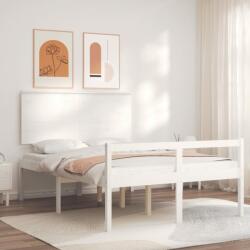 vidaXL fehér tömör fa ágy időseknek fejtámlával 140x190 cm (3195462) - vidaxl