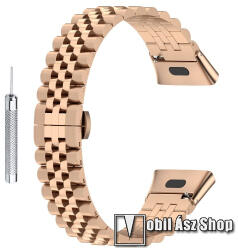  Fém okosóra szíj - ROSE GOLD - rozsdamentes acél, speciális pillangó csatos - 187mm hosszú - Xiaomi Mi Watch Lite 3 / Redmi Watch 3 / Redmi Band 3