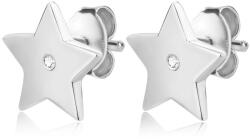 Ekszer Eshop 925 ezüst briliáns fülbevaló - ötágú csillag gyémánttal, stekkerzárral