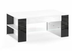Vicco Stelios dohányzóasztal, 100 cm, magasfényű fehér-fekete - mindentjoaron