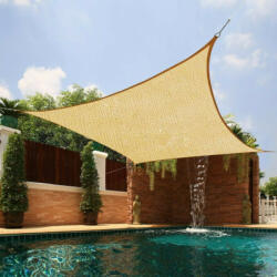 Sun Garden Napvitorla - árnyékoló teraszra, négyszög alakú 4x4 m Világos Bézs színben - HDPE anyagból
