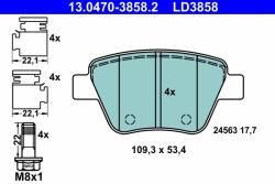 ATE 13.0470-3858.2 Set placute frana, frana disc
